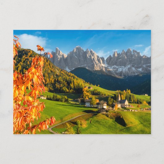 Herfst in een Dolomietenlandschap met een kerk Briefkaart (Voorkant)