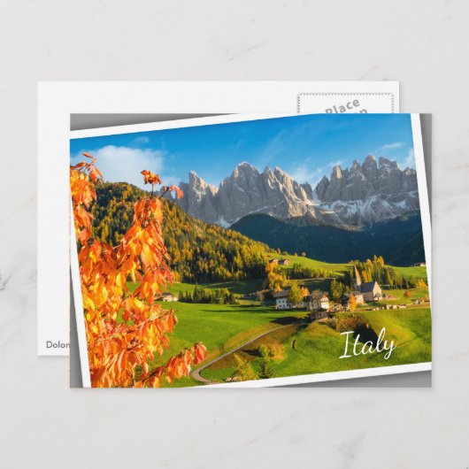 Herfst in een Dolomietenlandschap met een kerk Briefkaart (Voorkant / Achterkant)