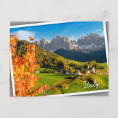 Herfst in een Dolomietenlandschap met een kerk Briefkaart (Voorkant)