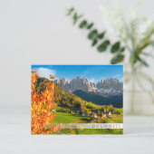 Herfst in een Dolomietenlandschap met een kerk Briefkaart (Staand voorkant)