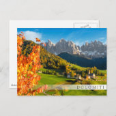 Herfst in een Dolomietenlandschap met een kerk Briefkaart (Voorkant / Achterkant)