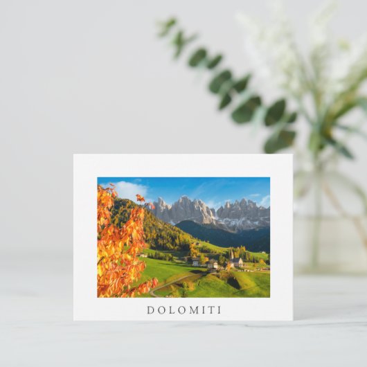 Herfst in een Dolomietenlandschap met een kerk Briefkaart (Staand voorkant)