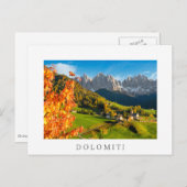 Herfst in een Dolomietenlandschap met een kerk Briefkaart (Voorkant / Achterkant)