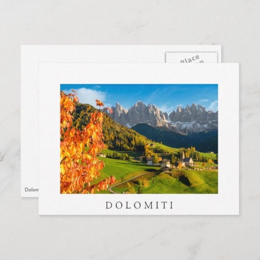 Herfst in een Dolomietenlandschap met een kerk Briefkaart (Voorkant / Achterkant)
