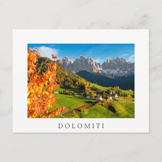 Herfst in een Dolomietenlandschap met een kerk Briefkaart (Voorkant)