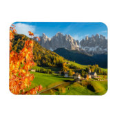 Herfst in een Dolomietenlandschap met een kerk Magneet (Horizontaal)