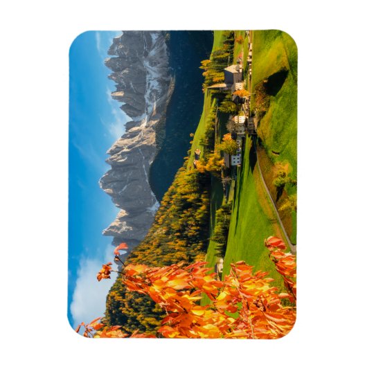 Herfst in een Dolomietenlandschap met een kerk Magneet (Verticaal)
