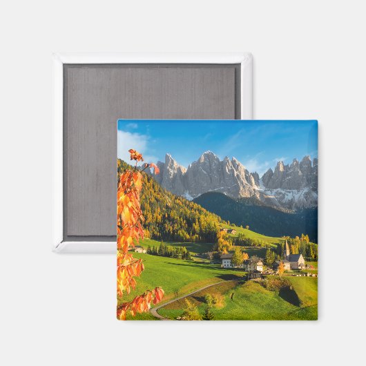 Herfst in een Dolomietenlandschap met een kerk Magneet (Voorkant / Achterkant)