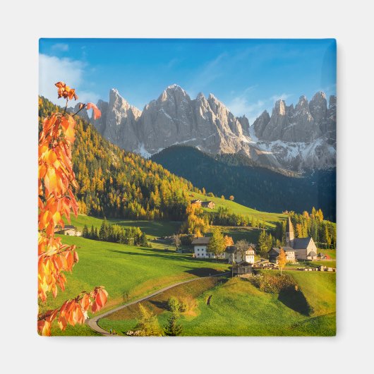 Herfst in een Dolomietenlandschap met een kerk Magneet (Voorkant)