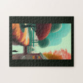 Herfst in een fantasiestad gouden rode en groene b legpuzzel (Horizontaal)