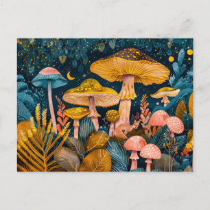 Herfst in een Mushroom Forest Waterverf Briefkaart