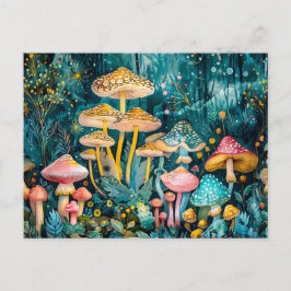 Herfst in een Mushroom Forest Waterverf Briefkaart