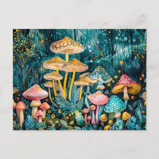 Herfst in een Mushroom Forest Waterverf Briefkaart (Voorkant)