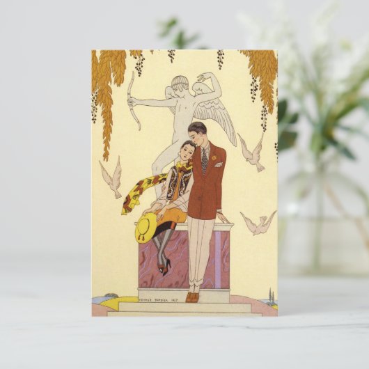 Herfst in Frankrijk Art Deco Invitations Kaart (Staand voorkant)