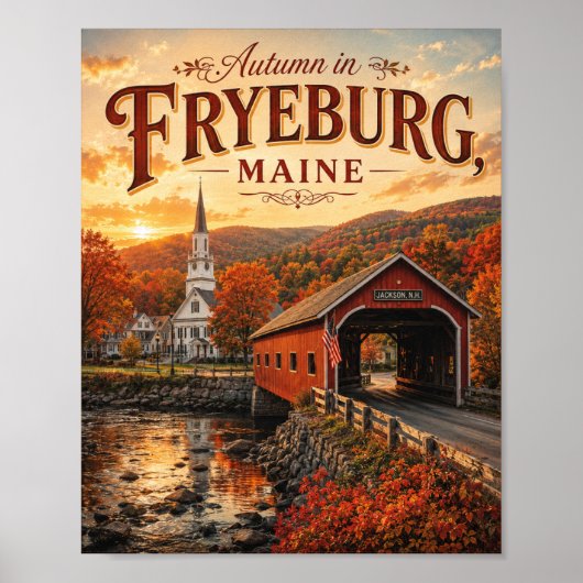 Herfst in Fryeburg Maine Vintage Reisposter Poster (Voorkant)