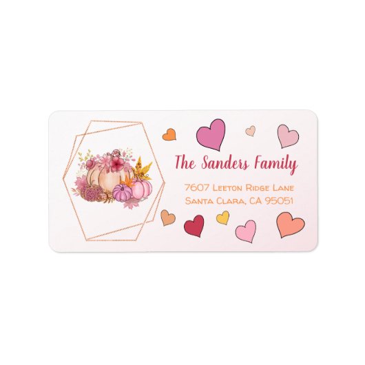 Herfst in Hallo Sweet Little Pumpkin Hearts Etiket (Voorkant)