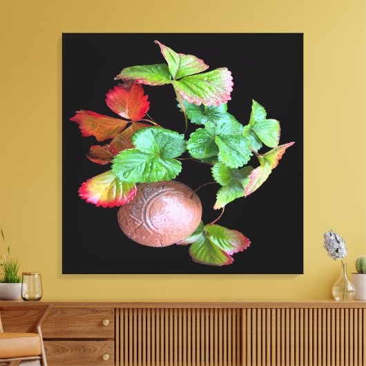 Herfst in het aardbeienseizoen achtertuin foto canvas afdruk (Insitu (Woonkamer))