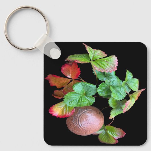 Herfst in het aardbeienseizoen achtertuin foto sleutelhanger (Voorkant)