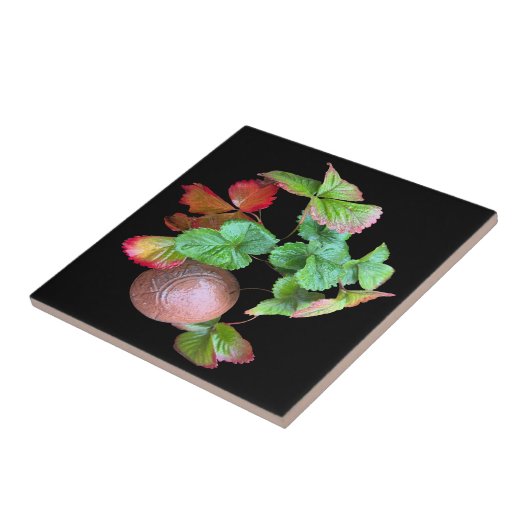 Herfst in het aardbeienseizoen achtertuin foto tegeltje (Zijkant)