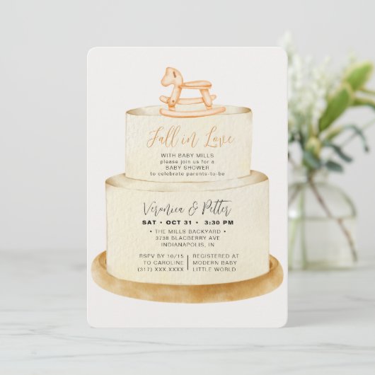 Herfst in het Baby shower Neutrale herfst Cake Kaart (Staand voorkant)