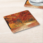 Herfst in het bos kartonnen onderzetters (Schuin)