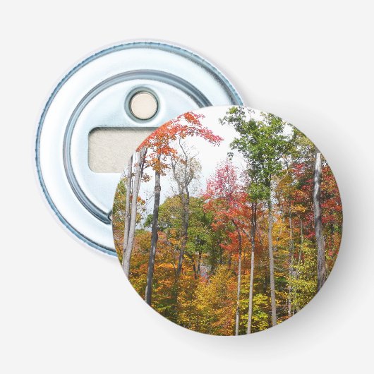 Herfst in het bos Kleurrijke herfstfotografie Button Flesopener (Voorkant)