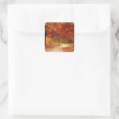 Herfst in het bos vierkante sticker (Tas)