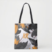 Herfst in het najaar Oranje Grijze monogrammen Tote Bag (Voorkant)