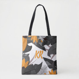 Herfst in het najaar Oranje Grijze monogrammen Tote Bag