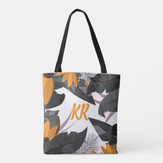 Herfst in het najaar Oranje Grijze monogrammen Tote Bag (Achterkant)