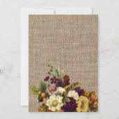 Herfst in het najaar van de Liefde floral burlap v Kaart (Achterkant)