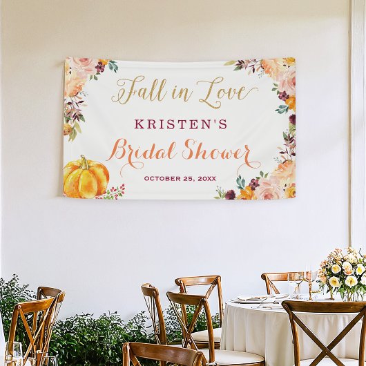 Herfst in het najaar van de liefde Floral Pumpkin  Spandoek