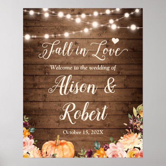 Herfst in het Rustic Wedding Sign van Love String  Poster (Voorkant)