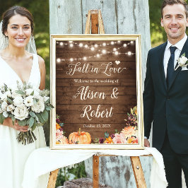 Herfst in het Rustic Wedding Sign van Love String Poster