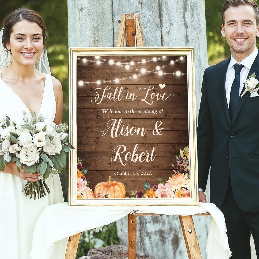 Herfst in het Rustic Wedding Sign van Love String  Poster