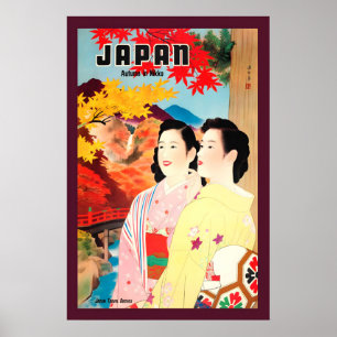 Herfst in Japan Kegon Waterval 1950s Vintage Stijl Poster