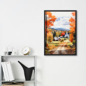 Herfst in kleine stad van Vermont landschap Waterv Poster