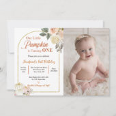 Herfst in Liefde 1e Verjaardag Rust Flowers Pompoe Kaart (Voorkant)