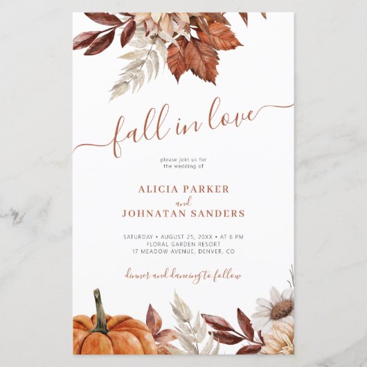 Herfst in liefde alles in één budget huwelijksuitn (Voorkant)