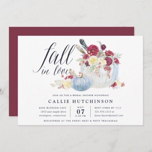 Herfst in Liefde | Autumn Bridal Shower Invitation Kaart (Voorkant / Achterkant)