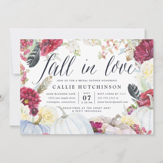 Herfst in Liefde | Autumn Bridal Shower Invitation Kaart (Voorkant)