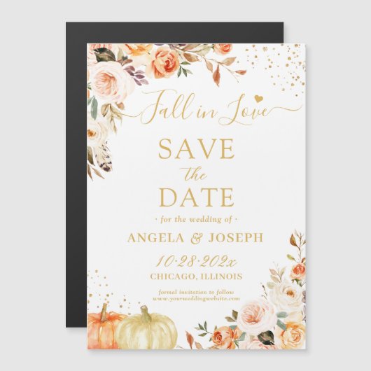 Herfst in Liefde Autumn Floral Save the Date Magne (Voorkant / Achterkant)