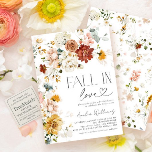 Herfst in liefde Autumn Garden Flowers Invitation Kaart