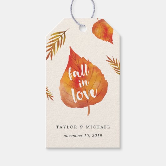 Herfst in Liefde | Autumn Leaves Wedding Favor Cadeaulabel (Voorkant)