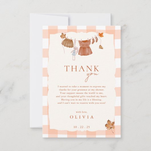 Herfst in liefde Baby shower Bedankkaart (Voorkant)