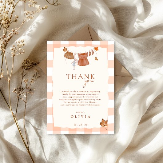 Herfst in liefde Baby shower Bedankkaart