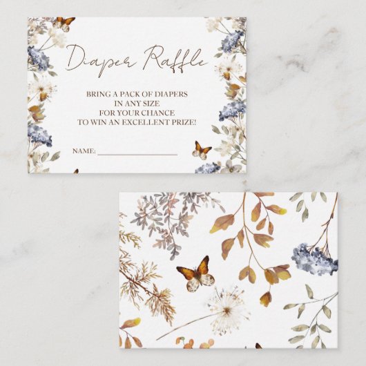 Herfst in Liefde Baby shower, Bloemenluier Raffle Informatiekaartje (Voorkant / Achterkant)