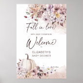 Herfst in liefde baby shower boho pastel welkomstb poster (Voorkant)