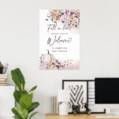 Herfst in liefde baby shower boho pastel welkomstb poster (Thuiskantoor)