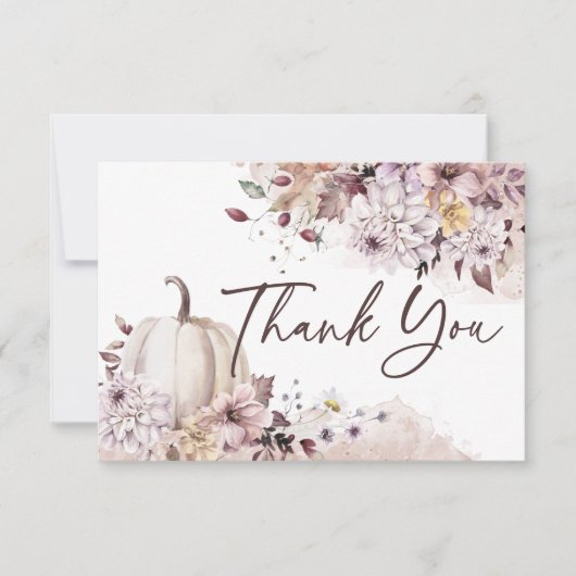 Herfst in liefde baby shower boho pompoen dank u bedankkaart (Voorkant)